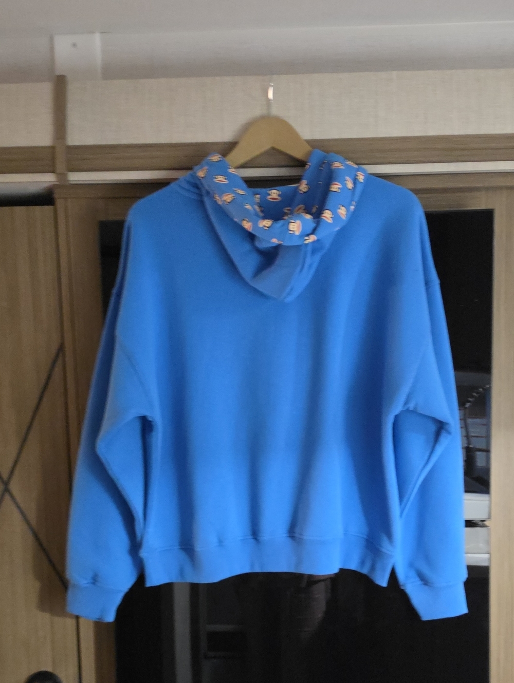 NWOT) BLUE HOODED MONKEY, GRAPHIC PULLOVER SWEATSHIRT, BY PAUL FRANK - Picture 4 of 12